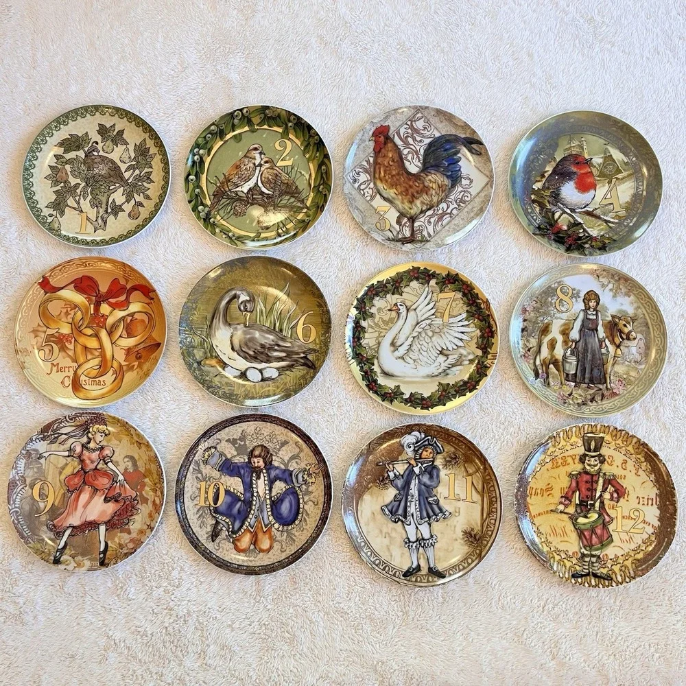 Pottery Barn 12 Days of Christmas Salad Plates Dessert Complete Set Holiday